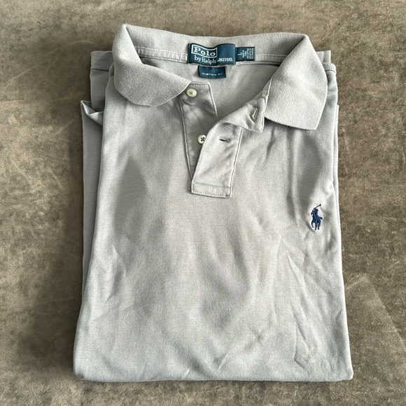 Polo by Ralph Lauren short sleeve polo shirt. Color- slate gray. Size Large - Picture 1 of 6
